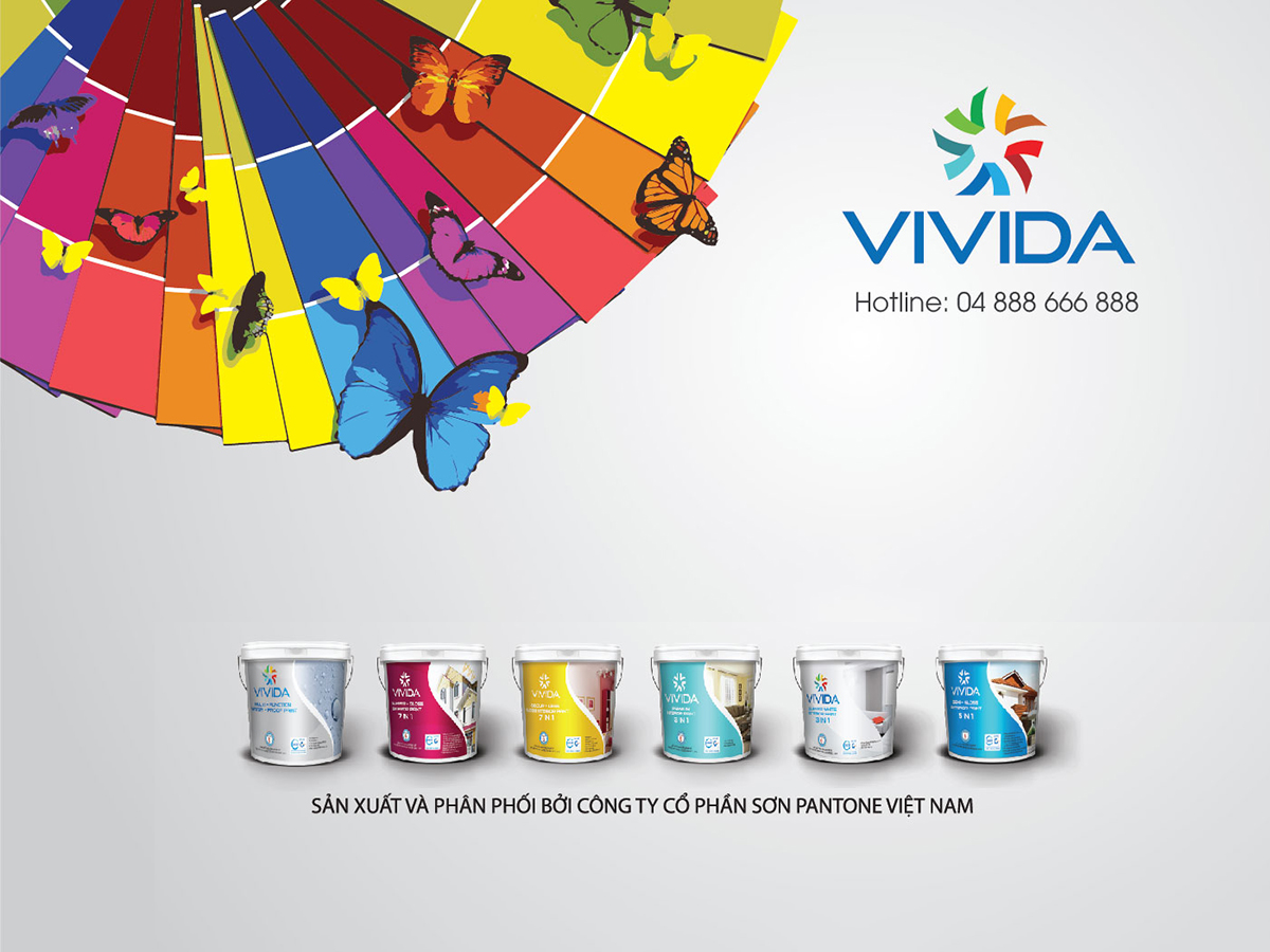 Sáng tạo tên thương hiệu và thiết kế logo nhận diện thương hiệu sơn VIVIDA tại Hà Nội